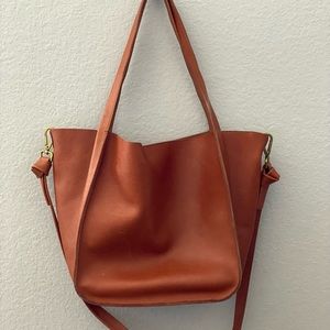 Madwell Sydney Tote, burnished caramel leather